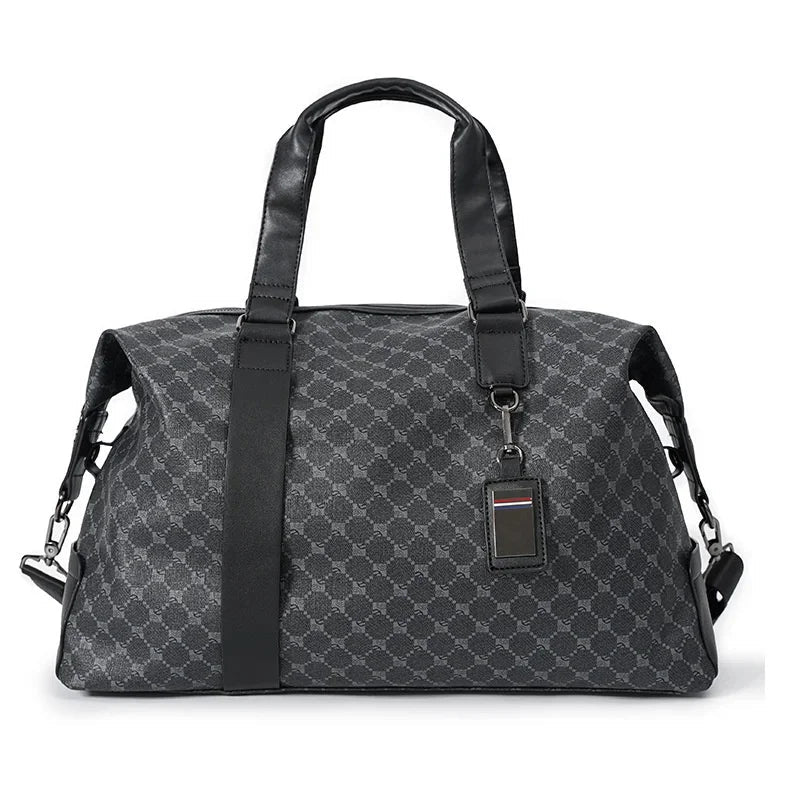 New PU Leather Men Luggage Luxury Large Capacity Travel Handbag Simple Gym Trendy Shoulder Duffle Bag For Male Bagaj Crown