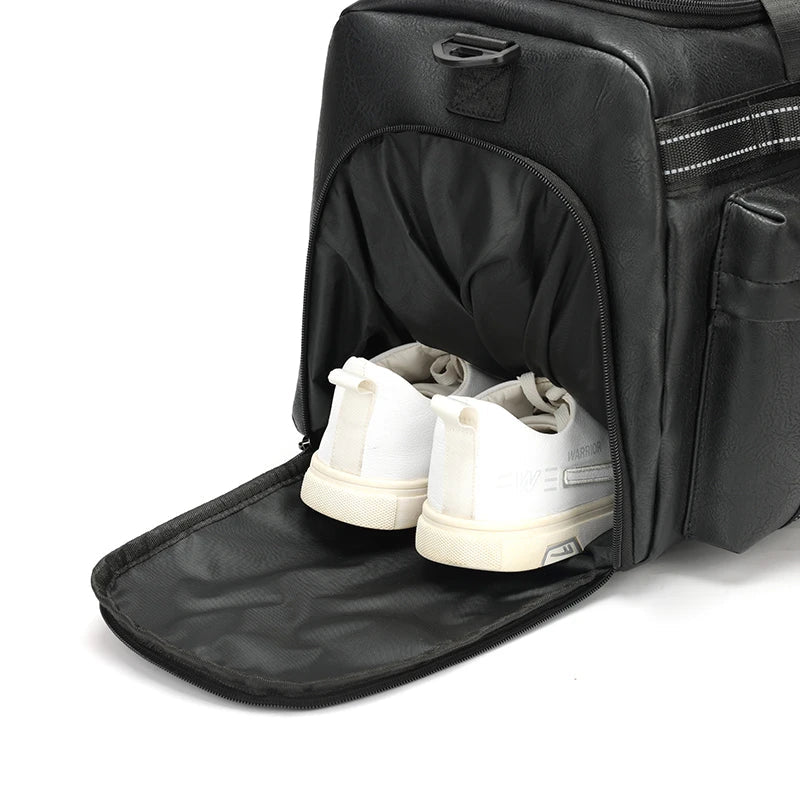 Men retro printed large capacity pu waterproof Travel handbag Individual Shoe bin fitness bag duffle bag 여행 가방 bolso de viaje  Bagaj Crown